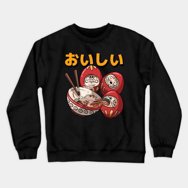 Kawaii Ramen Daruma Dolls Crewneck Sweatshirt by Mooxy